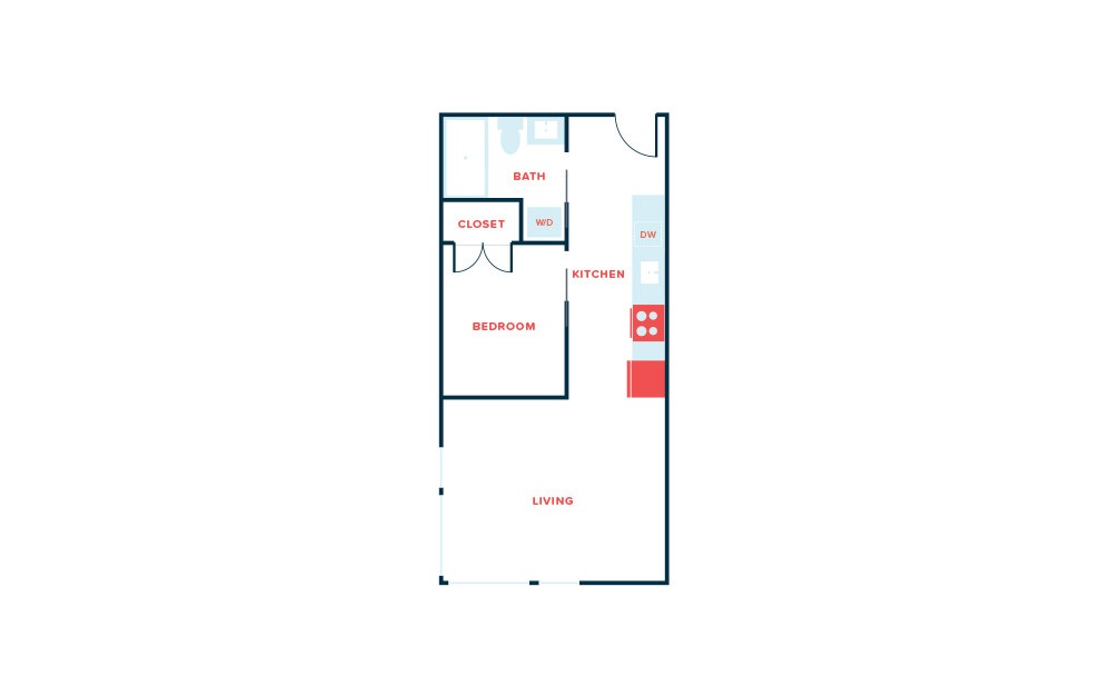 1 Bed H - 1 bedroom floorplan layout with 1 bath and 546 square feet.