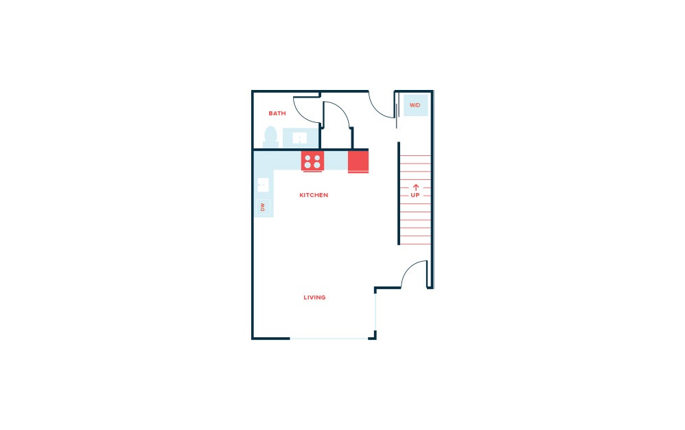 Townhouse - 2 bedroom floorplan layout with 2.5 bathrooms and 1160 square feet (Floor 1)